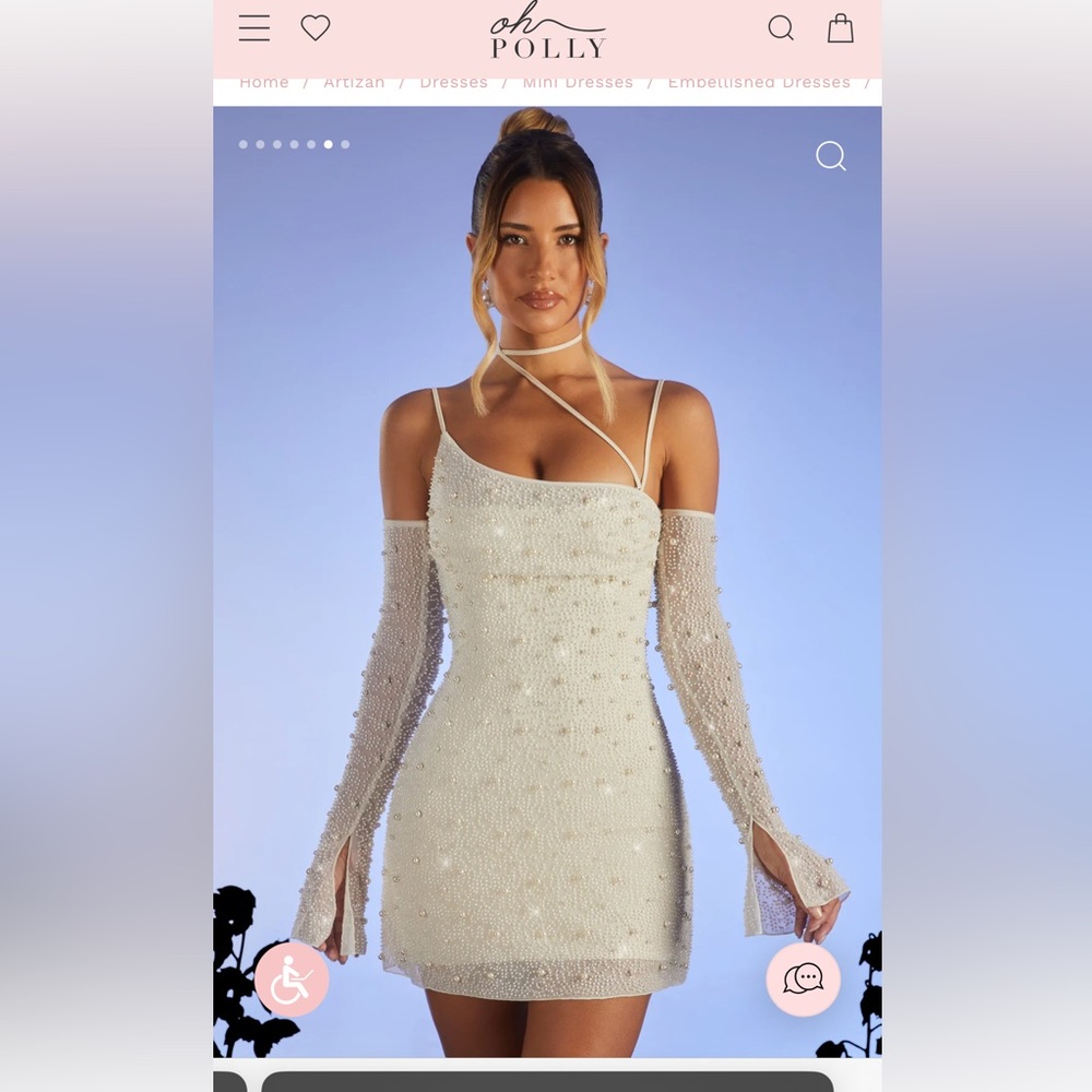 SOHO Embellished Asymmetric Corset Mini Dress in Ivory US 4